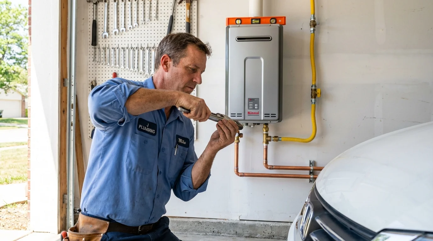 Tankless water heater installation by a Johns Plumbing LLC plumber in Poth